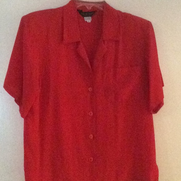 💄Lipstick❤️Red Silk Lisa Scott Blouse - Picture 2 of 5